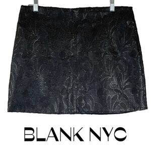 Blank NYC Vegan Leather Black Sequined Mini Skirt Size S